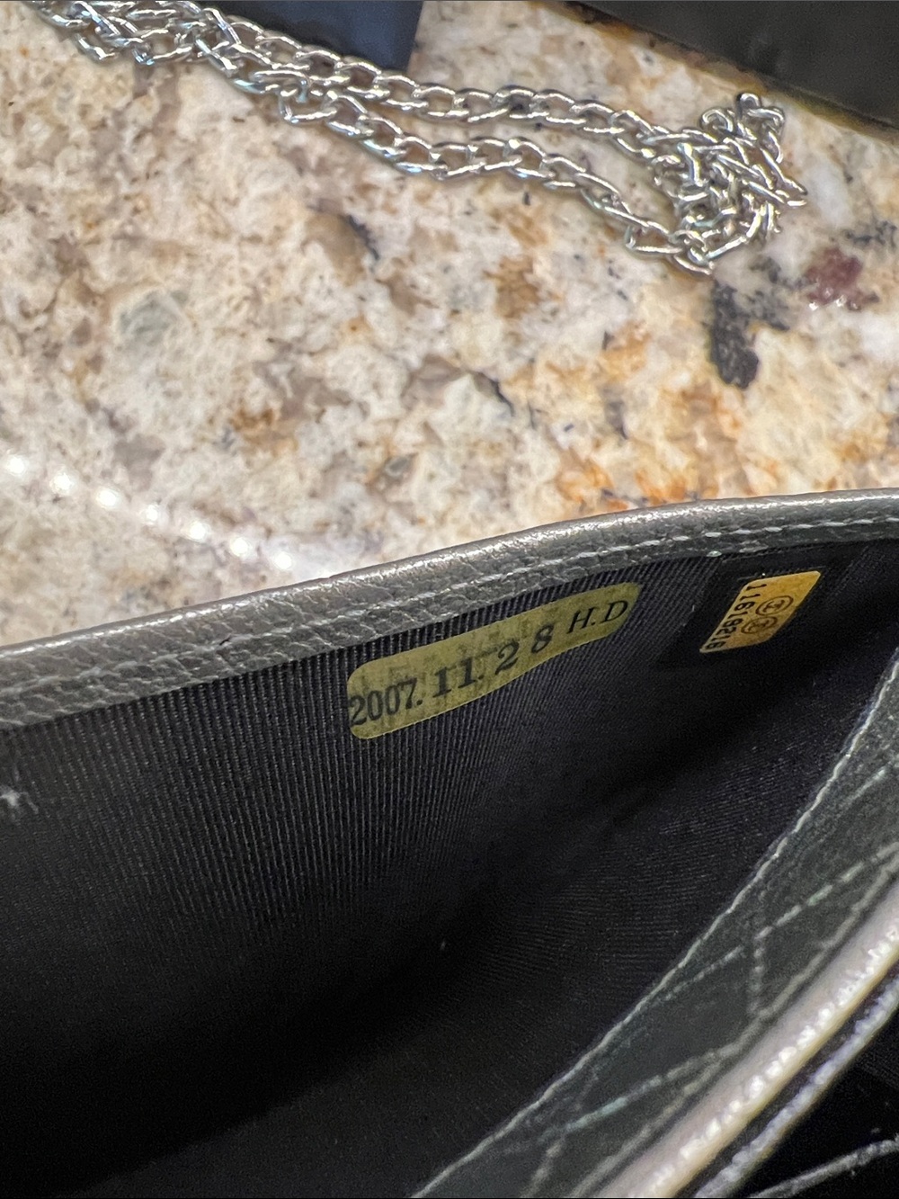 CHANEL Metalic Silver Quilted CC Flap Slim Wallet or Crossbody - 2007 - Picture 6 of 7